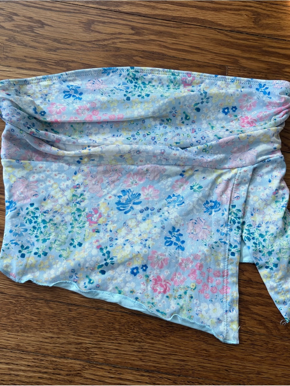 SHEIN Light Blue Floral Off-Shoulder Top